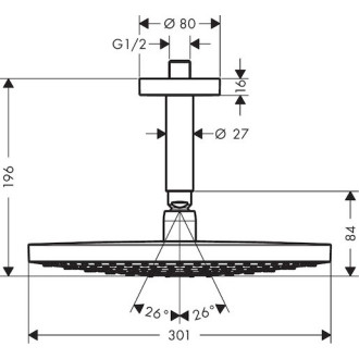 Hlavová sprcha Hansgrohe Raindance Select S strop včetně sprchového ramena bílá/chrom 27337400