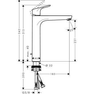Vysoká umyvadlová baterie Hansgrohe Focus s výpustí chrom 31531000