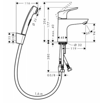 Umyvadlová baterie Hansgrohe Focus s bidetovou sprškou chrom 31927000