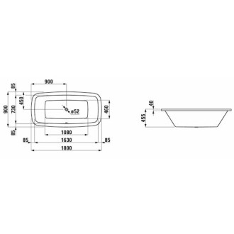 Asymetrická vana Laufen Palomba 180x90 cm akrylát H2328000000001
