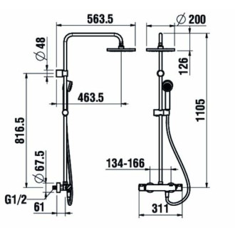 Sprchový systém Laufen Citypro s termostatickou baterií chrom H3339570045361