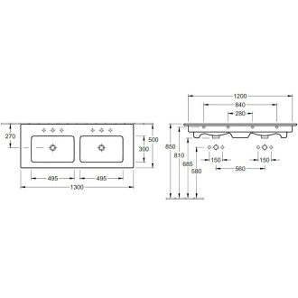 Umyvadlo Villeroy & Boch 130x50 cm 4111DLR1