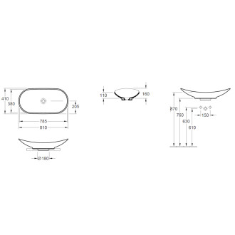 Umyvadlo na desku Villeroy & Boch My Nature 81x41 cm bez otvoru pro baterii 411080R1