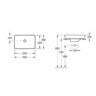Umyvadlo na desku Villeroy & Boch 55x36 cm 411355R1