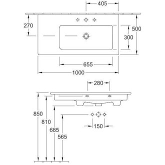Umyvadlo Villeroy & Boch Venticello 100x50 cm 4134R101