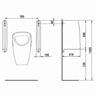 LAUFEN Rion -8.4760.0.000.000.1 Urinálová dělící stěna (H8476000000001)