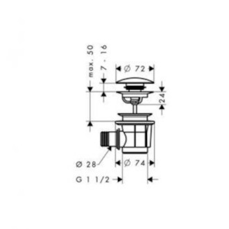 Odtoková souprava Hansgrohe Push-Open pro vany 50107000