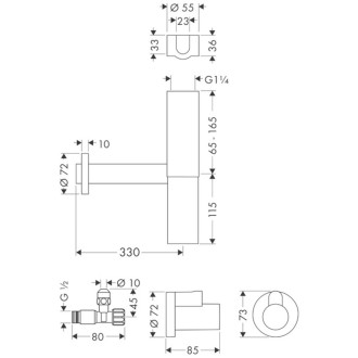 Sada designového sifonu Hansgrohe Flowstar, chrom 52120000
