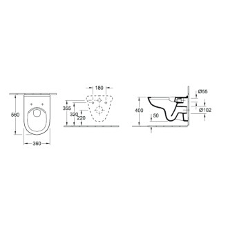 Wc závěsné Villeroy & Boch O.Novo zadní odpad 5660R001