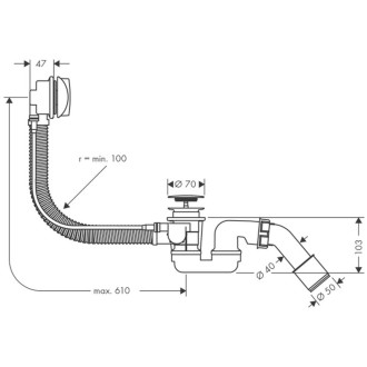 Vanový automat Hansgrohe Exafill kulatý cm k vaně 58143000