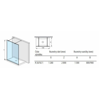 Sprchová zástěna walk-in 130 cm Jika Pure H2674210026681