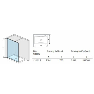 Sprchová zástěna walk-in 140 cm Jika Pure H2674250026681