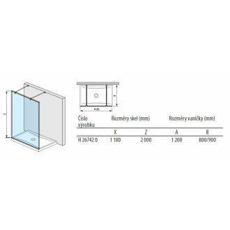 Sprchová zástěna walk-in 120 cm Jika Pure H2674200026681
