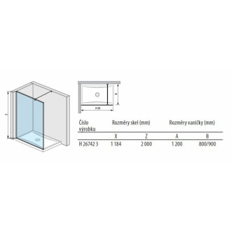 Sprchová zástěna walk-in 120 cm Jika Pure H2674230026681