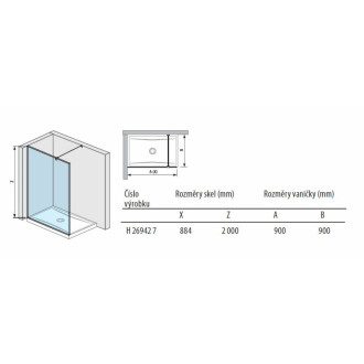 Sprchová zástěna walk-in 90 cm Jika Pure H2694270026681