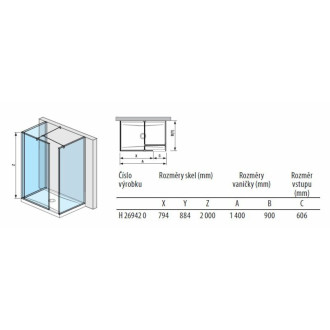 Sprchová zástěna walk-in 78x90 cm Jika Pure H2694200026681