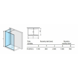 Sprchová zástěna walk-in 140x90 cm Jika Pure H2694260026681