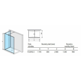 Sprchová zástěna walk-in 120x90 cm Jika Pure H2694220026681