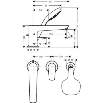 Vanová baterie Hansgrohe Talis E bez podomítkového tělesa chrom 71731000