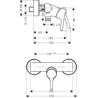 Sprchová baterie Hansgrohe Talis S bez sprchového setu 150 mm chrom 72600000