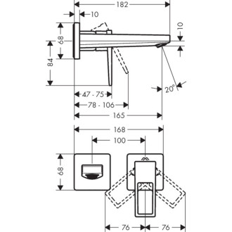 Umyvadlová baterie Hansgrohe Metropol bez podomítkového tělesa chrom 74525000