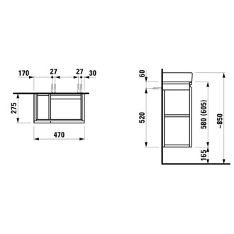 Koupelnová skříňka pod umyvadlo Laufen Pro S 47x27,5x62 cm bílá H4830020954631