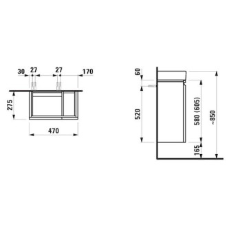 Koupelnová skříňka pod umyvadlo Laufen Pro 47x27,5x62 cm bílá H4830010954631