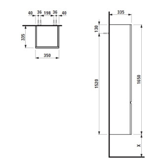 Koupelnová skříňka vysoká Laufen Pro 35x33,5x165 cm bílá H4831210954631