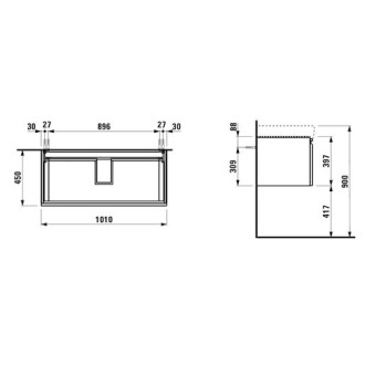Koupelnová skříňka pod umyvadlo Laufen Pro S 101x45x39 cm bílá lesk H4835520964751