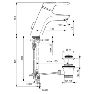 Umyvadlová baterie Ideal Standard CeraMix Blue s výpustí chrom A5658AA