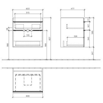Koupelnová skříňka pod umyvadlo Villeroy & Boch Venticello 55,3x50,2x59 cm bílá lesk A92301DH