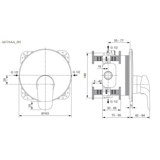 Sprchová baterie Ideal Standard CeraFlex bez podomítkového tělesa chrom A6724AA