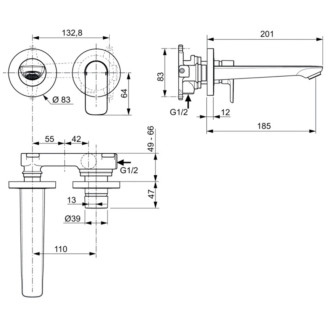 Umyvadlová baterie Ideal Standard Connect Air bez podomítkového tělesa chrom A7029AA