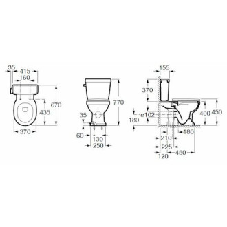 Wc kombi, pouze mísa Roca Carmen vario odpad A3420A7000