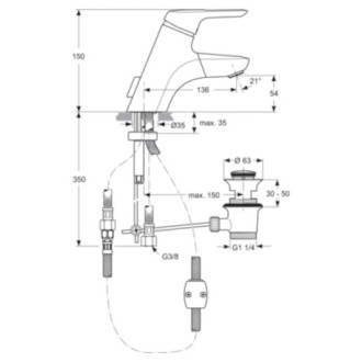 Umyvadlová baterie Ideal Standard CeraMix Blue s výpustí chrom A5654AA