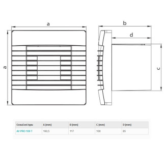 HACO ventilátor s žaluzií, časový doběh 100 mm bílý AVPRO100T