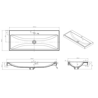 CUBE umyvadlo litý mramor (100x40x5,5) CU10050