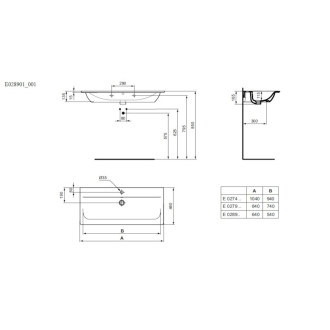 Nábytkové umyvadlo Ideal Standard Connect air 64x46 cm otvor pro baterii uprostřed E028901