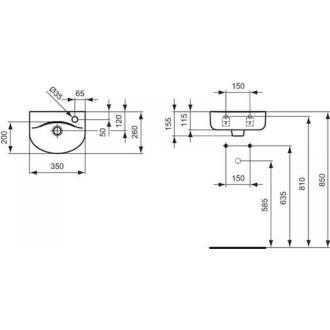 Umývátko Ideal Standard Connect 35x26,2 cm otvor pro baterii vpravo E791301