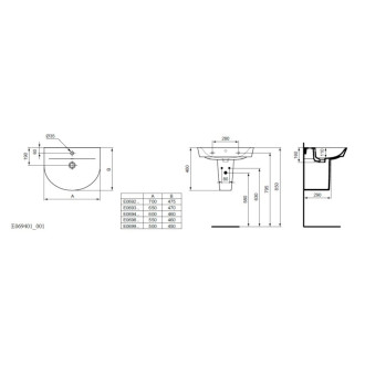 Umyvadlo Ideal Standard Connect Air 60x46 cm otvor pro baterii uprostřed E069401