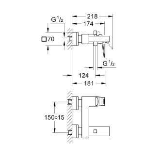 Vanová baterie Grohe Eurocube bez sprchového setu chrom 23140000