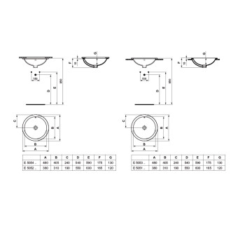 Zápustné umyvadlo Ideal Standard Connect 40x40 cm bez otvoru pro baterii E505201