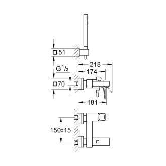 Vanová baterie Grohe Eurocube se sprchovým setem chrom 23141000