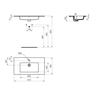 Nábytkové umyvadlo Ideal Standard Tempo 81x45,5 cm otvor pro baterii uprostřed E066901