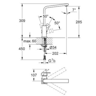 Dřezová baterie Grohe Eurocube s otočným raménkem chrom 31255000