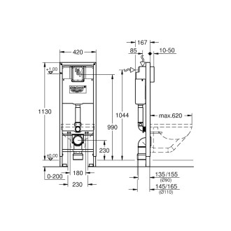 Nádržka do lehké stěny k WC Grohe Rapid SL 38713001
