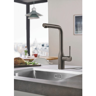 Dřezová baterie Grohe Essence New s vytahovací sprškou Brushed Hard Graphite 30270AL0