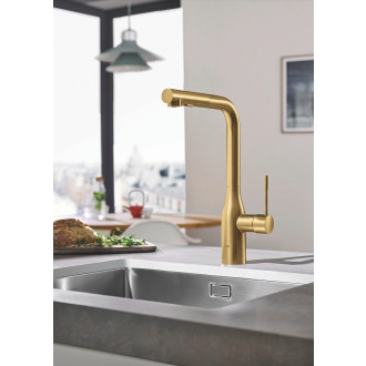 Dřezová baterie Grohe Essence New s vytahovací sprškou Brushed Cool Sunrise 30270GN0