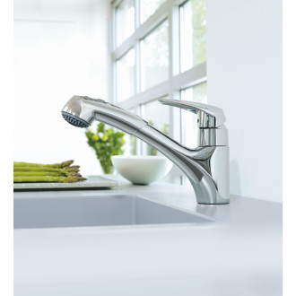 Dřezová baterie Grohe Eurodisc s vytahovací sprškou chrom 32257001