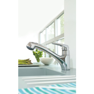 Dřezová baterie Grohe Eurodisc s vytahovací sprškou chrom 32257001